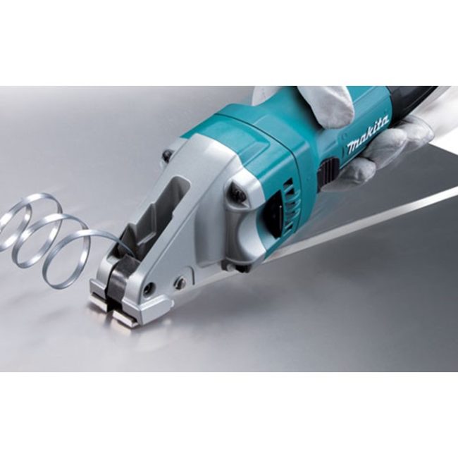 Makita JS1601 16 Gauge Straight Shear – Blue, 360° Rotating Head, Metal Cutting Tool With Side & Center Blades