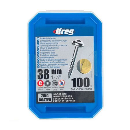KREG | Zinc Pocket Hole Screws 38 mm 1.50' #8 Coarse Thread Mx Loc | | 100Ct