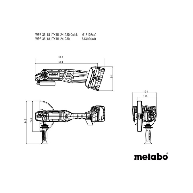 METABO Cordless Angle Grinder WPB 36-18 LTX BL 4