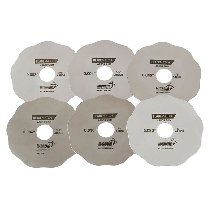 MICROJIG 6-Piece Bladematch Arbor Shims MICROJIG 6-Piece Bladematch Arbor Shims