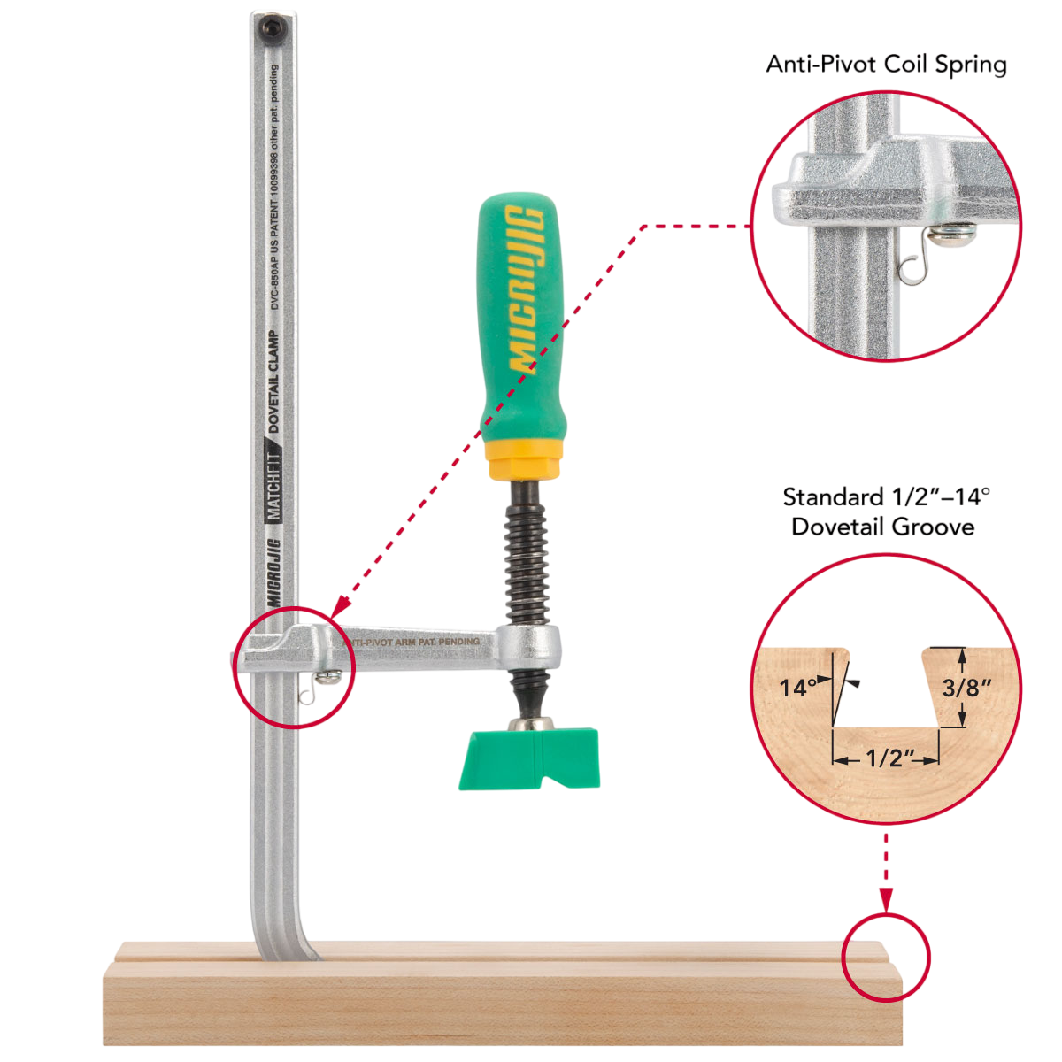 MICROJIG Dovetail Clamp Single