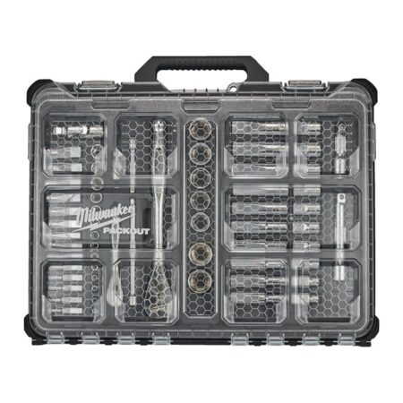 MILWAUKEE PACKOUT 1/4" & 1/2" 63-Piece Ratchet Socket Set