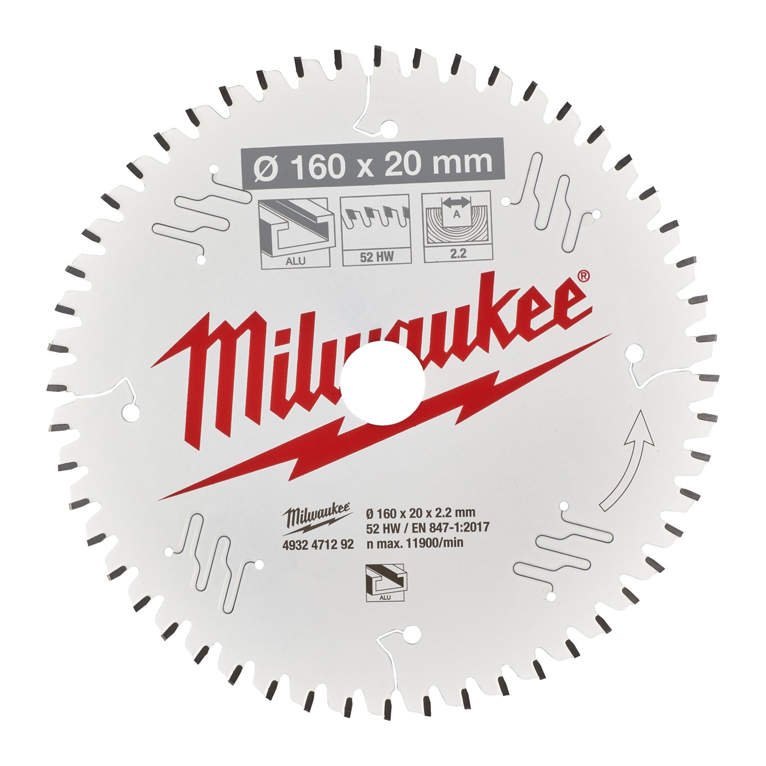 MILWAUKEE Circular Saw Blade Wood & Aluminium 160 x 20mm MILWAUKEE Circular Saw Blade Wood & Aluminium 160 x 20mm